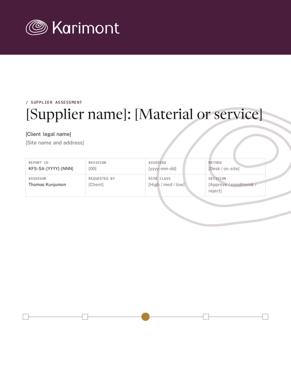 Cover of the Karimont supplier assessment report template